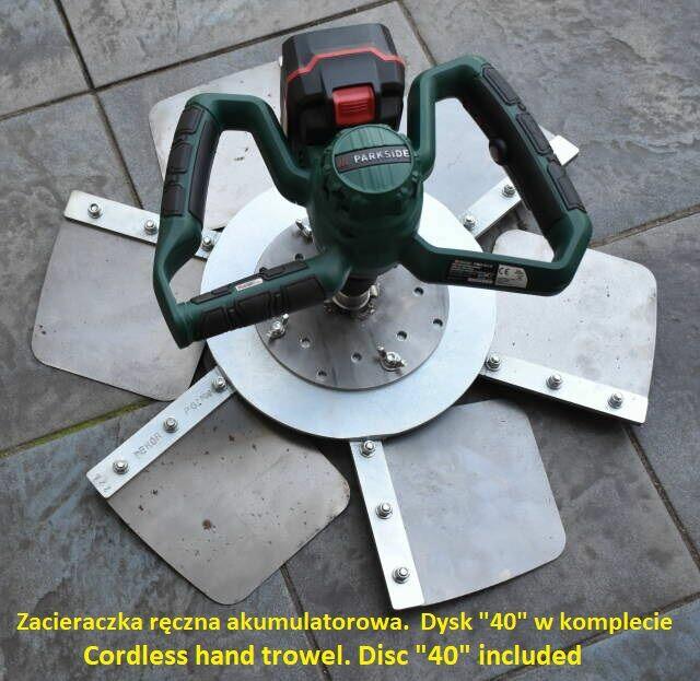 Two-speed cordless manual trowel with „400” disc