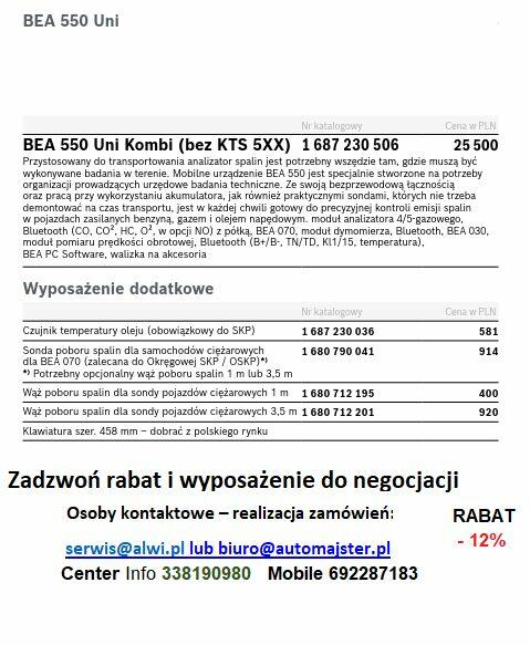 BOSCH BEA 550 - zestaw do analizy spalin SKP 20.000 pln