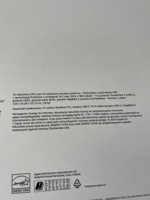 DowózPolska GRATIS MacBook Pro 14’’ M4 24GBRAM/1TB SSD. NOWY