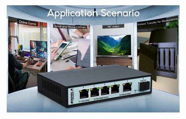 PRZEŁĄCZNIK SIECIOWY CZARNY- 6 PORTÓW FIRMY SODOLA