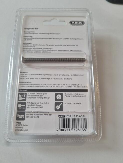 Zamek drzwiowy ABUS E30 – 5 kluczy, poziom bezpieczeństwa 6