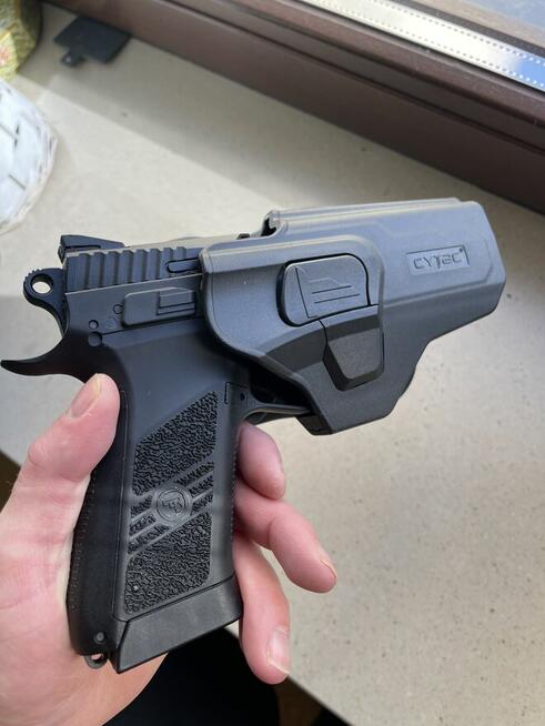 Wiatrówka pistolet CZ 75 blow back+kabura+naboje+inne