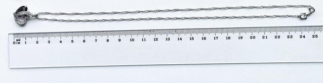 Łańcuszek, Przywieszka Serce Czarne pr.925- Nowy