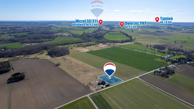 Działka budowlana 33 ary, 2,5km od plaży WZ