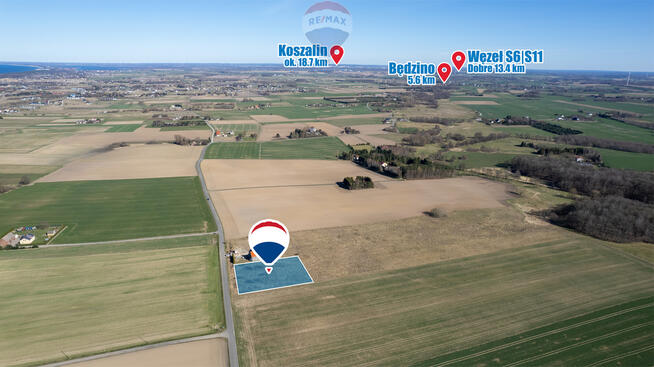 Działka budowlana 33 ary, 2,5km od plaży WZ