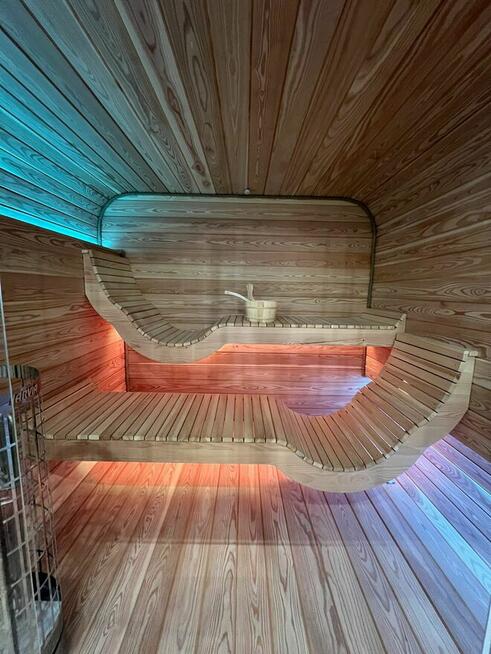 Sauna ogrodowa nowoczesna przeszklona