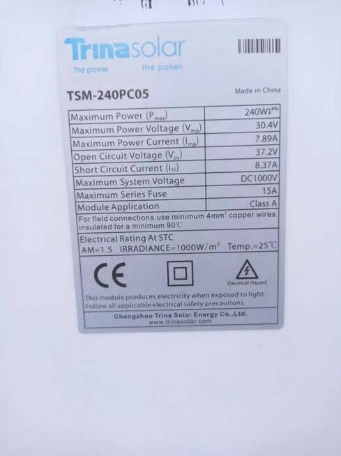 Panele Fotowoltaiczne Trina Solar 240W – Używane | Sprawdzon