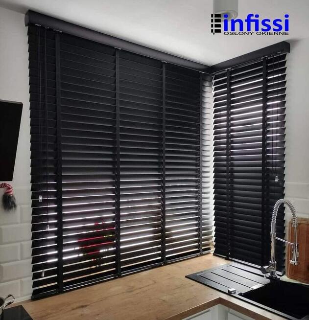 Żaluzje drewniane, bambusowe 50 i 25 mm.