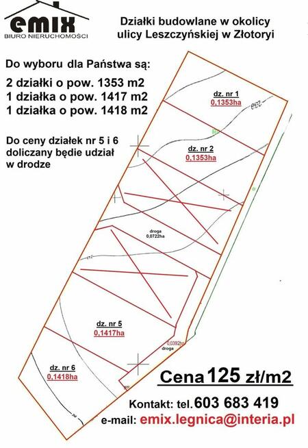 Działki budowlane w Złotoryi - ul. Leszczyńska - Bukowa