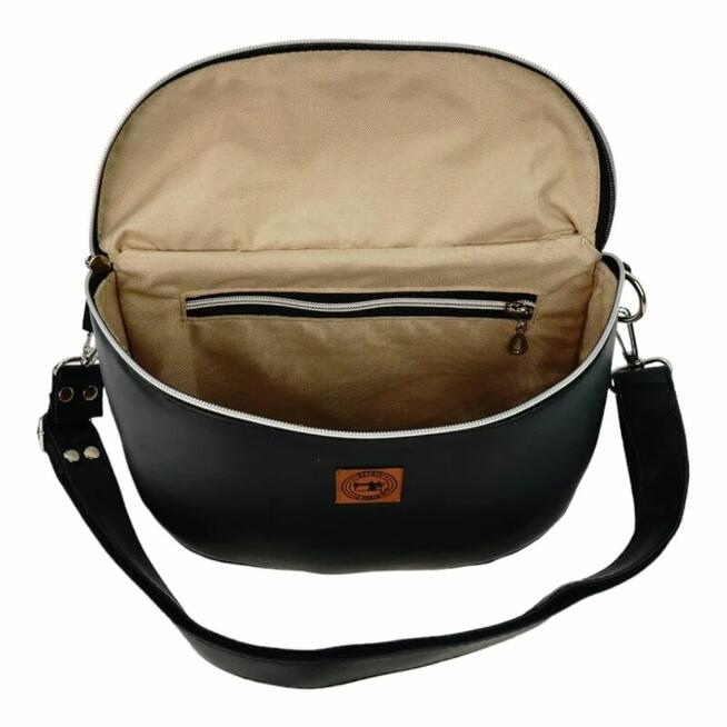 Duża Torebka Nerka Damska - Czarna i Konie w Galopie