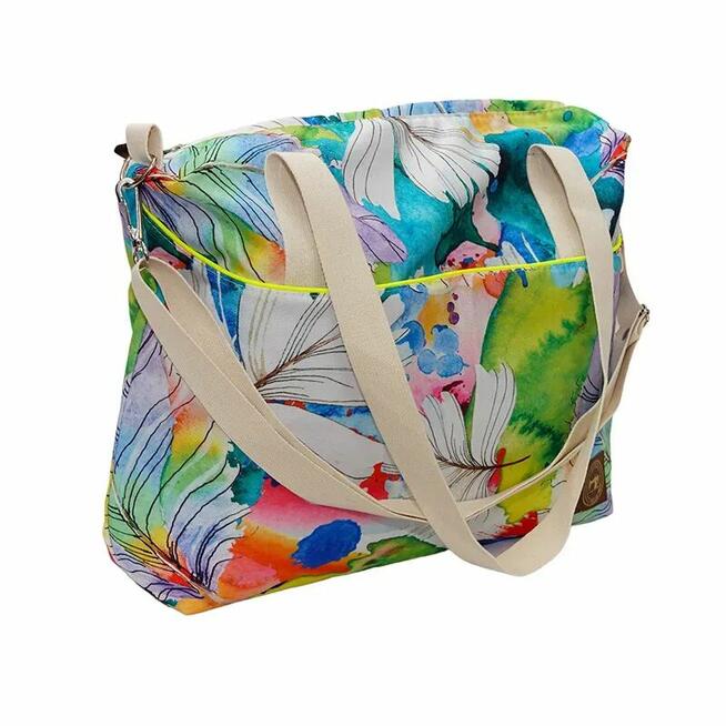 Torbo Plecak Damski 2w1 - Piórka Neon