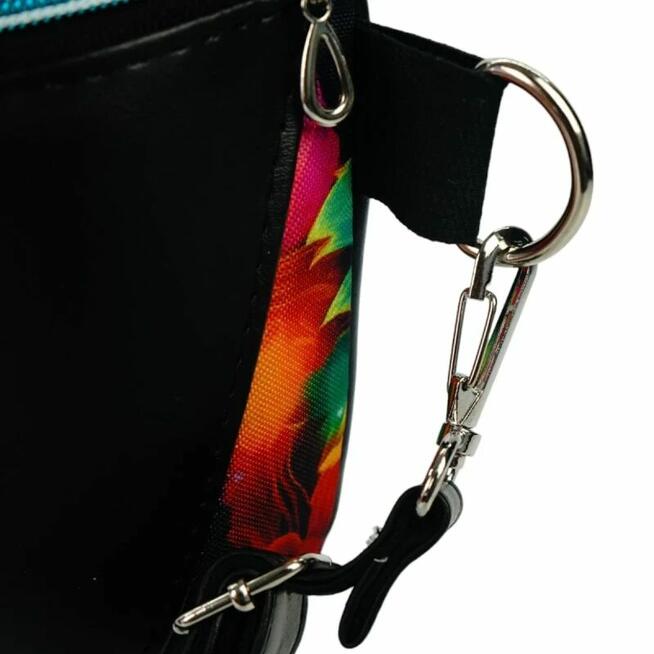 Duża Torebka Nerka Damska - Czarna i Purpurowy Ogród