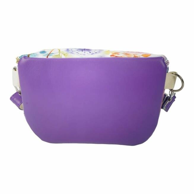 Duża Torebka Nerka Damska - Fioletowa i Pastelowe Dmuchawce