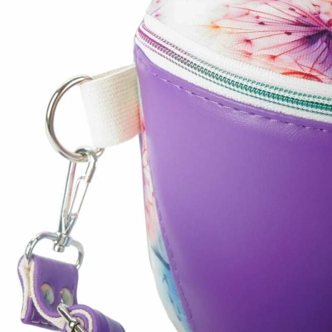 Duża Torebka Nerka Damska - Fioletowa i Pastelowe Dmuchawce