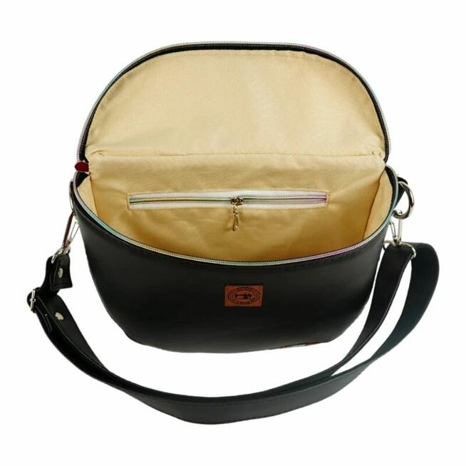 Duża Torebka Nerka Damska - Czarna i Buldogi