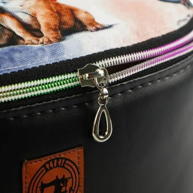 Duża Torebka Nerka Damska - Czarna i Buldogi