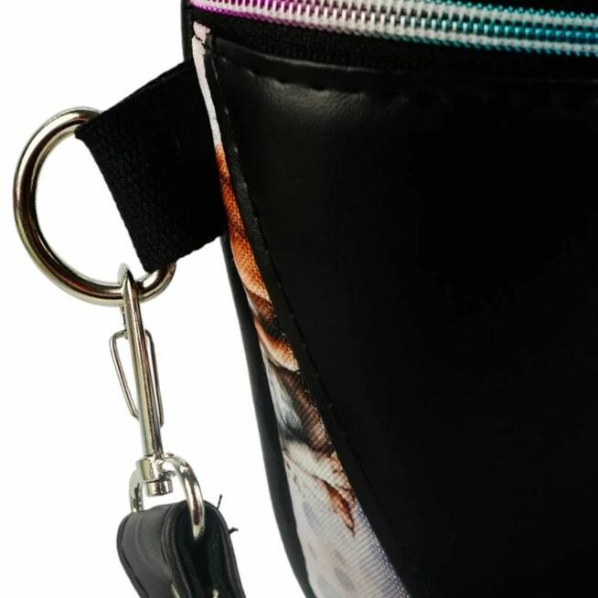 Duża Torebka Nerka Damska - Czarna i Buldogi