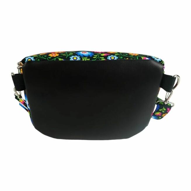 Duża Torebka Nerka Damska - Czarna i Wzór Łowicki