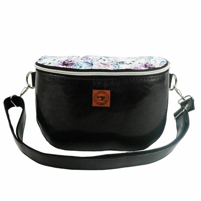 Duża Torebka Nerka Damska - Czarna i Kwiaty