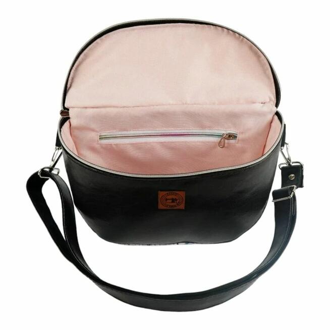 Duża Torebka Nerka Damska - Czarna i Kwiaty