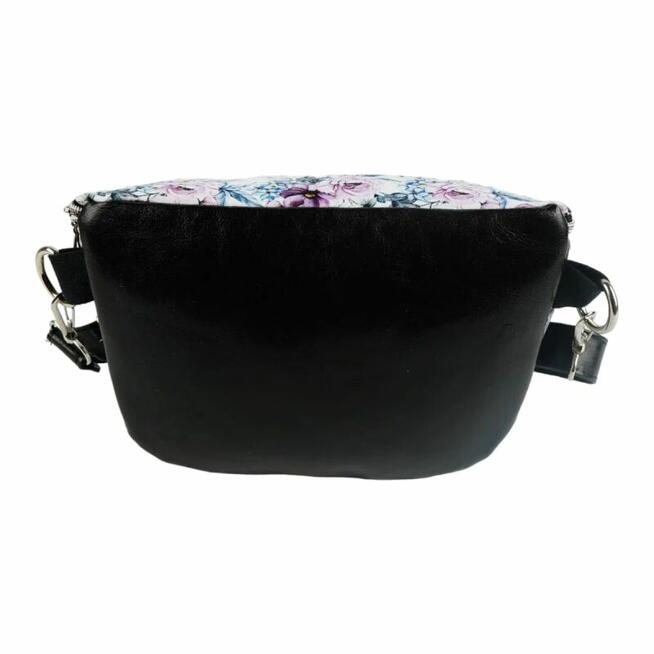 Duża Torebka Nerka Damska - Czarna i Kwiaty