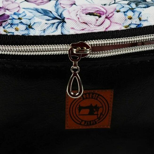 Duża Torebka Nerka Damska - Czarna i Kwiaty