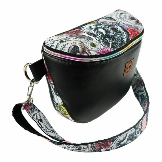 Nerka damska czarna z motywem psów – torebka handmade