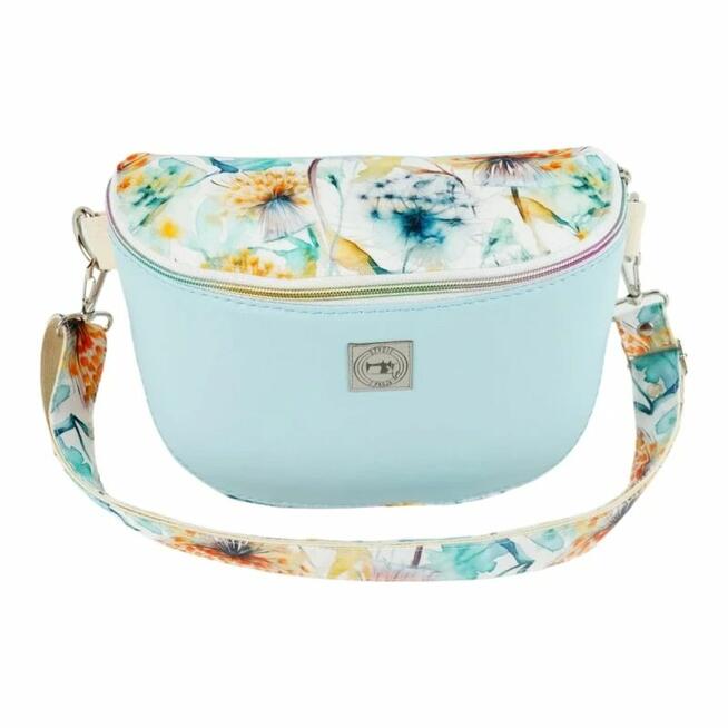 Duża Torebka Nerka Damska - Niebieska i Dmuchawce