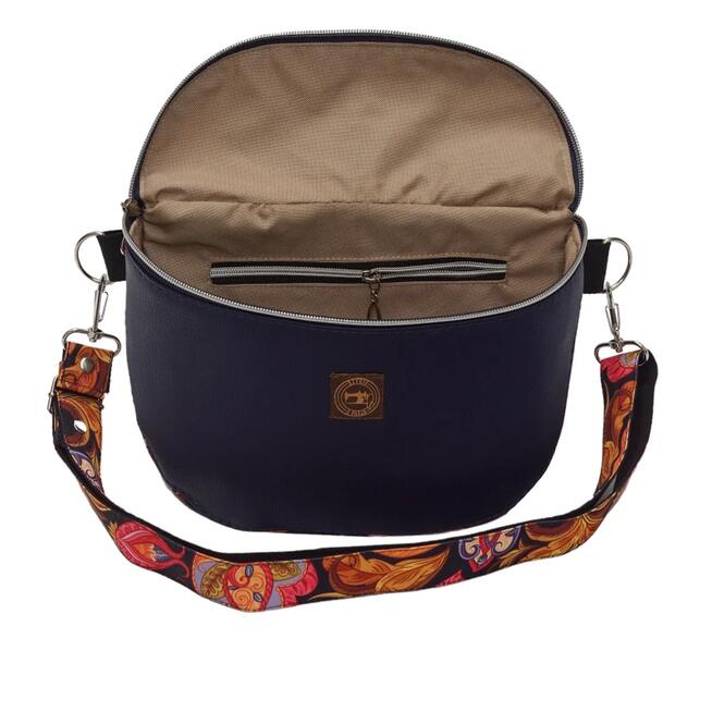 Granatowa Torebka i Nerka 2w1 - Paisley Na Czarnym