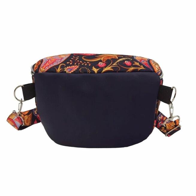 Granatowa Torebka i Nerka 2w1 - Paisley Na Czarnym