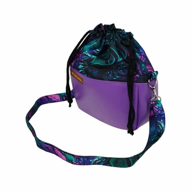 Sakiewka Torebka Ciemny Fiolet - Motyw Dżungli