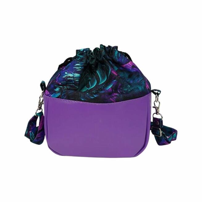 Sakiewka Torebka Ciemny Fiolet - Motyw Dżungli
