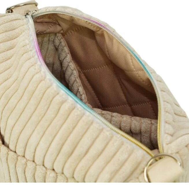 Beżowa Torebka Sztruksowa – Wygodna torba damska