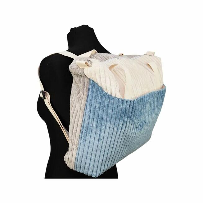 Plecak Wielokolorowy Sztruksowy – Stylowy Plecak i Torebka na Ramię