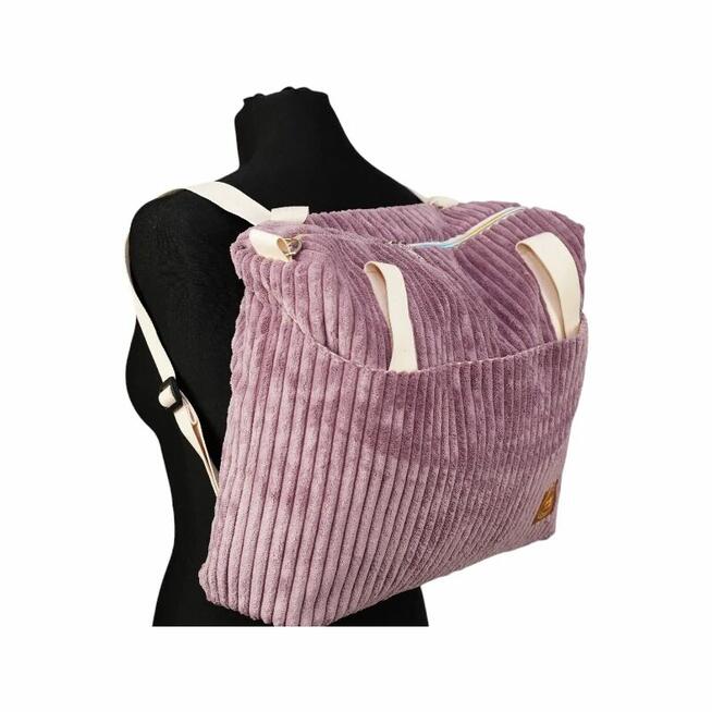 Plecak Fioletowy Sztruksowy – Elegancki Plecak i Torebka