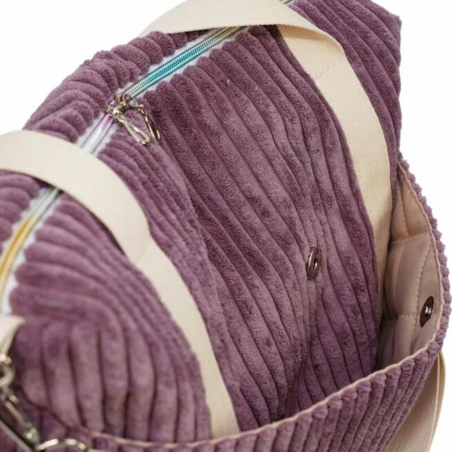 Plecak Fioletowy Sztruksowy – Elegancki Plecak i Torebka
