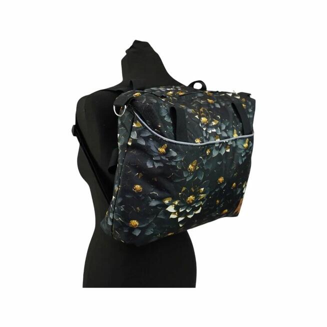 Torbo Plecak Damski w Kwiaty - Czarna Lilia