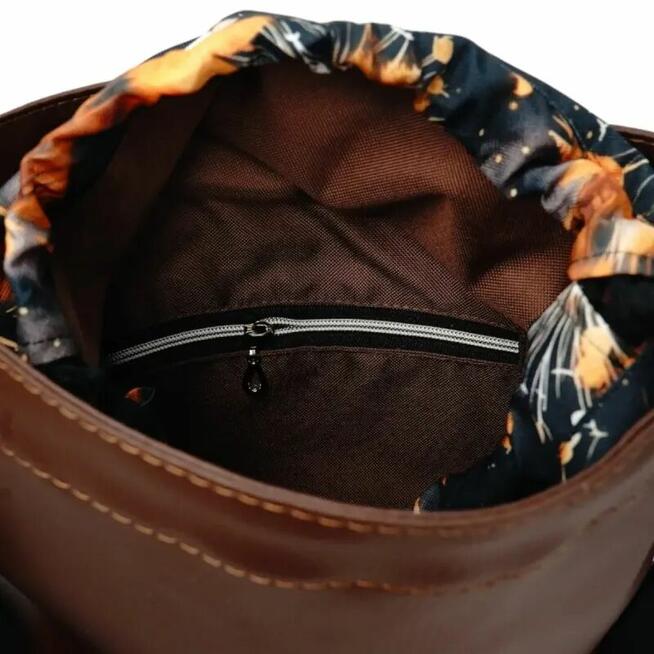 Torebka Brązowa Dmuchawce - Oryginalna Torba z Kominem