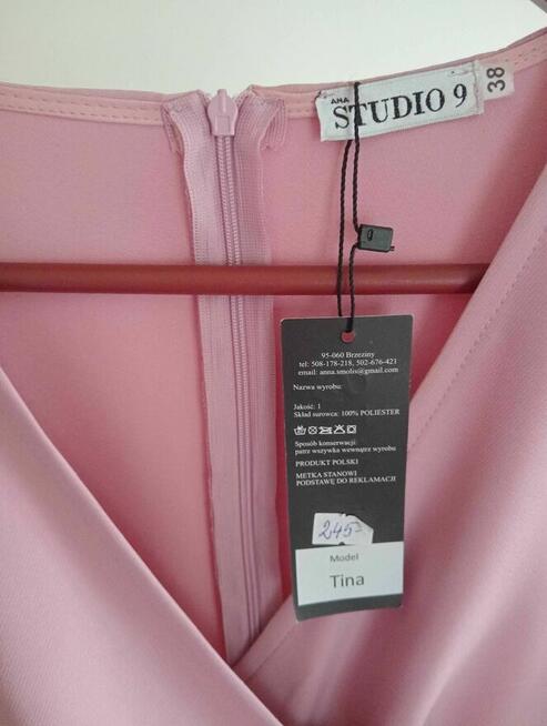 Sukienka Tina pudrowy róż rozm.38 NOWA