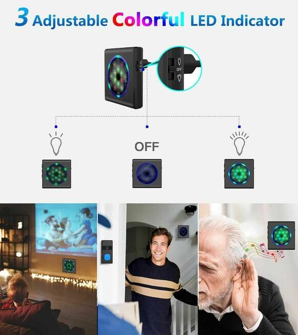 Bezprzewodowy dzwonek do drzwi furtki PewinGo z lampka LED