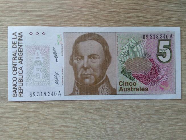 Banknot 5 australes Argentyna