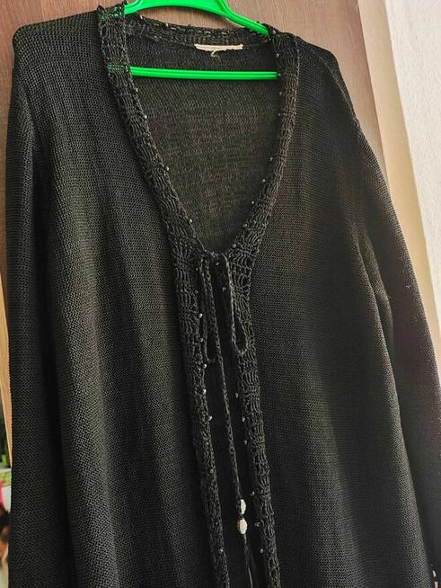 Czarny Sweter Damski Sweterek Narzutka Narzuta Kardigan