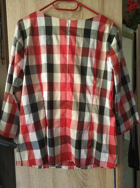 Bluzka Czerwona Kolorowa sweter sweterek rękaw 3/4 krata