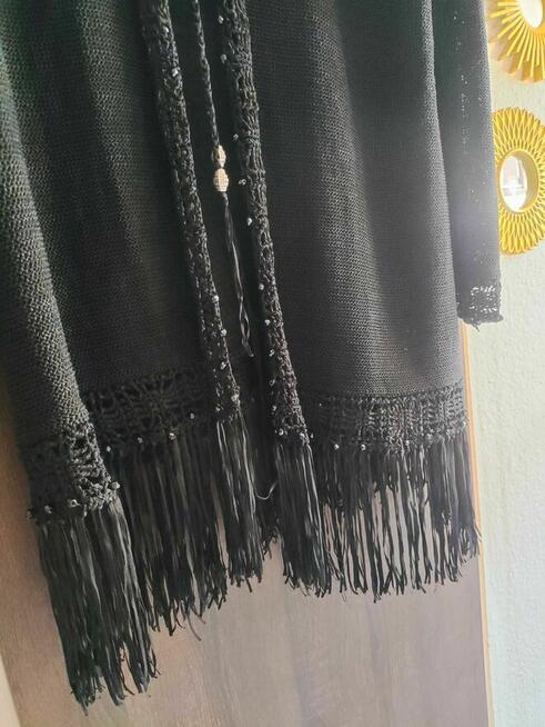 Czarny Sweter Damski Sweterek Narzutka Narzuta Kardigan