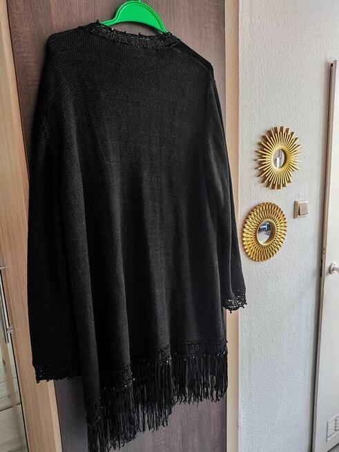 Czarny Sweter Damski Sweterek Narzutka Narzuta Kardigan