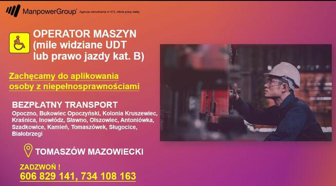 Operator maszyn (również z orzeczeniem)