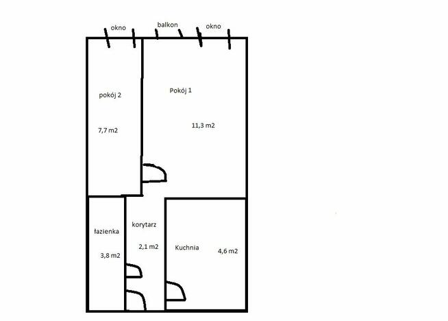 Mieszkanie dwupokojowe, 34m2, ul.Czarnieckiego do remontu BE