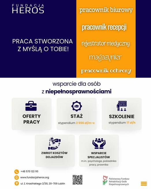 Praca, staż, szkolenie dla osób z niepełnosprawnościami