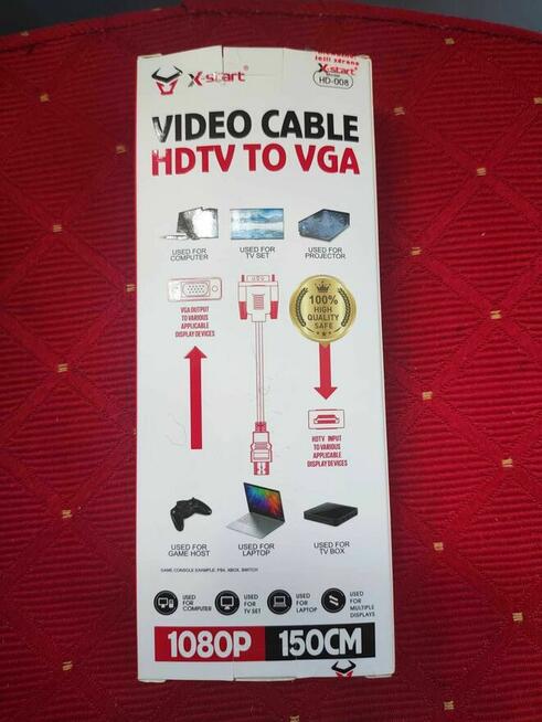 Kabel HDMI 1080P VGA Przewód do Komputera Laptopa Monitora