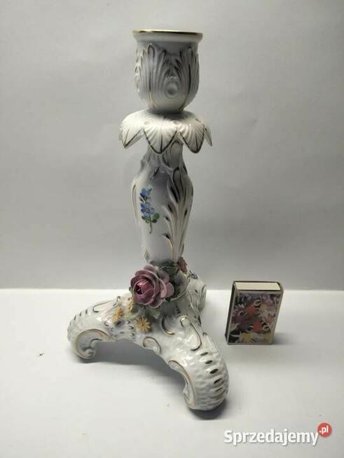 Stara niemiecka porcelana Świecznik sygn. Von Schierholz.
